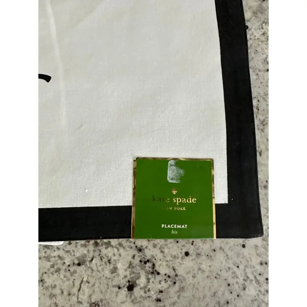 Kate Spade New York Black/White His & Hers set of 4 100% cotton Placemats NWT